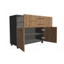 Komoda biurowa na nogach drzwi podwójne z 2 szufladami górnymi