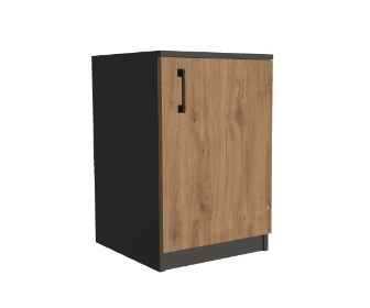 Kontener na cokole z drzwiami i półką