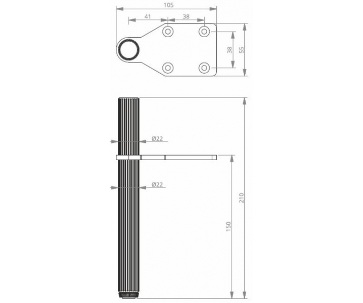 NOMET Z-4622-150RA1.A2-P61 Noga do mebli, H 150mm, anoda złota-czarny mat