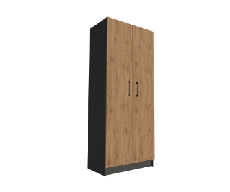 Szafa z drążkiem, półkami i miejscem na deskę do prasowania