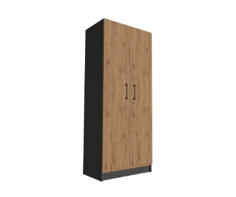 Szafa z drążkami i miejscem na deskę do prasowania