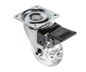 Kółko meblowe Brazylia przezroczyste 50mm (z hamulcem)