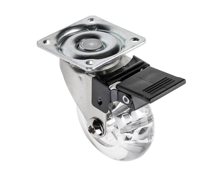 Kółko meblowe Brazylia przezroczyste 50mm (z hamulcem)