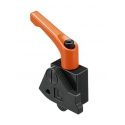 Zderzak pozycjonujący wąski z zaciskiem do MINIPRESS/PRO-CENTER, lew., czarny / pomarańczowy