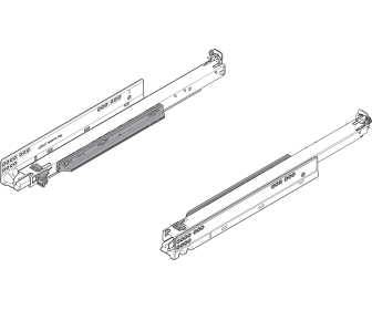 WYC. MOVENTO z BLUMOTION, pełny wysuw do szuflady drewnianej, 40 kg, dł. 250 mm, wymaga sprzęgła, lewa/prawa, cynkowana