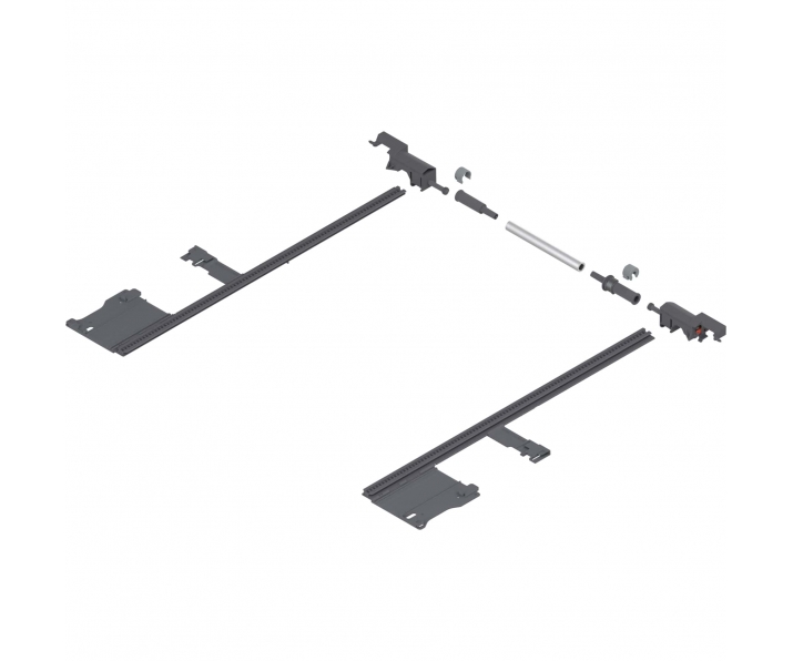 MOVENTO Stabilizacja boczna, dł. 400 mm, KB 1400 mm, pełen wysuw, do przycięcia, R7037 ciemnoszara