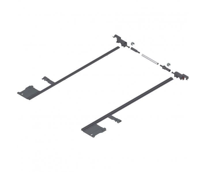 MOVENTO Stabilizacja boczna, dł. 600 mm, KB 1400 mm, pełen wysuw, do przycięcia, R7037 ciemnoszara