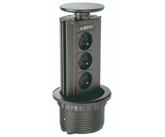 Przedłużacz biurkowy wpuszczany fi100 3x   czarny