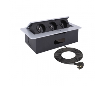 Przedłużacz biurkowy KOMBIBOX ALUM 3 gniazda z uziemieniem i przewodem