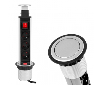 KAS. Przedłużacz biurkowy wpuszczany ALUMINIUM fi 60 