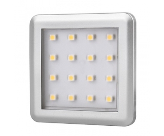 DESIGN LIGHT SQUARE 2 oprawa LED, 1,5W 12VDC 16pkt, ZIMNA kwadratowa, ramka alu z 2m przew. mini amp