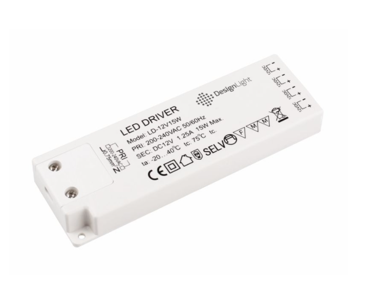 Zasilacz do LED model LD, 15W, 12VDC z 4 gniazdami mini