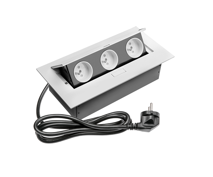 Przedłużacz biurkowy 3x gniazdo z uziem.biały