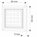 oczko led kwadrat SQUARE XL 2,0W b/ciep