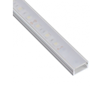 PROFIL-LINE MINI 2M, nakładany aluminium, mleczny klosz wciskany