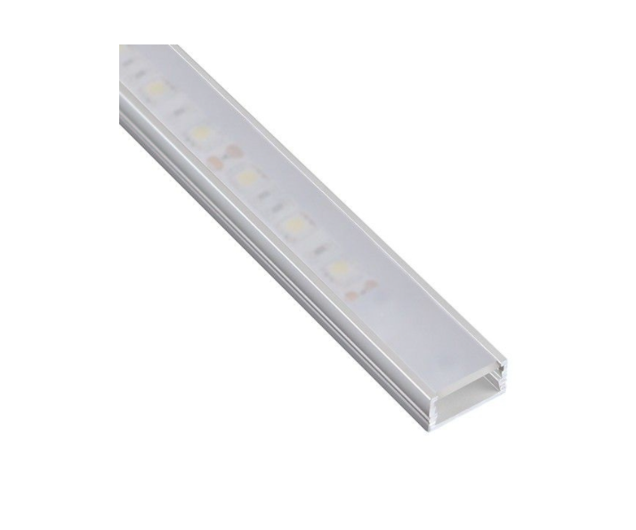 PROFIL-LINE MINI 2M, nakładany aluminium, mleczny klosz wciskany