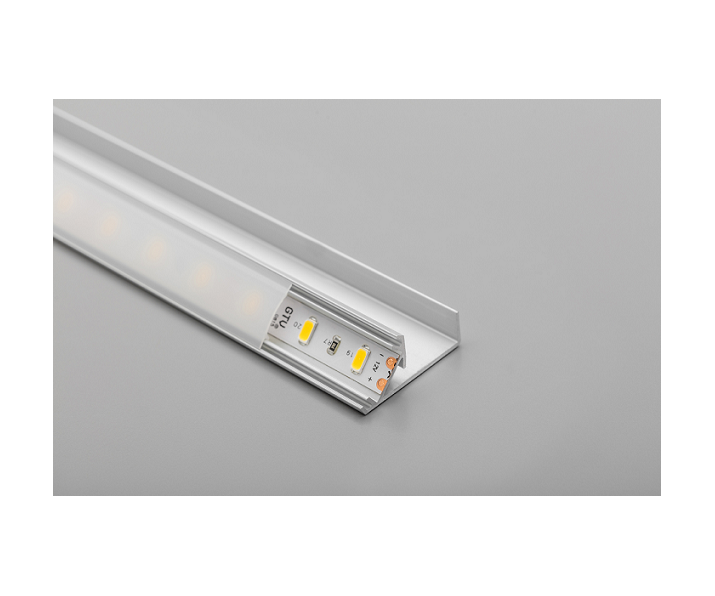 Profil aluminiowy LED kątowy JEDNOSTRONNY  GLAX SREBRNY 3MB