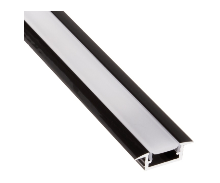 PROFIL INLINE MINI XL LED 2M WPUSZCZANY CZARNY , KLOSZ MLECZNY