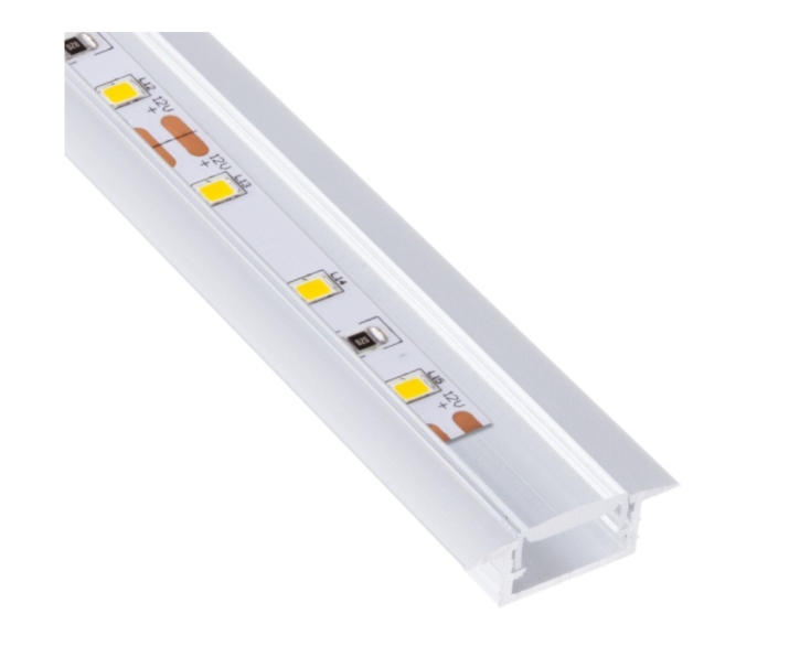 PROFIL INLINE MINI XL LED 3M, WPUSZCZANY ALUMINIUM TRANSPARENT OSŁONKA WCISKANA