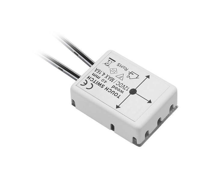 Włącznik podblatowy do mat.o gr.do 40mm, 12V,  oc maks.50W, przewód 150mm