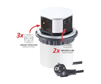 TETRABOX 3x gniazdo, 2x USB