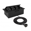 Przedłużacz biurkowy KOMBIBOX czarny 3x gniazdo Uzbrojony z przewodem 3m