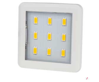 SQUARE 3 oprawa LED, 2,5W 12VDC 9pkt, ZIMNA kwadratowa, ramka biała z 2m przew. mini amp