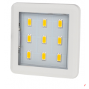 SQUARE 3 oprawa LED, 2,5W 12VDC 9pkt, ZIMNA kwadratowa, ramka biała z 2m przew. mini amp