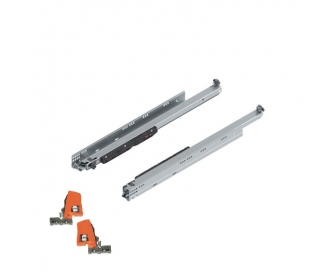 MOVENTO z BLUMOTION S, pełny wysuw do szuflady drewnianej, 60 kg, dł. 650 mm, wymaga sprzęgła, lewa/prawa, cynkowana + sprzęgła