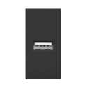 wyc,NOEN USB, port modułowy 22,5x45mm z ładowarką USB, 2,1A 5V DC, czarne
