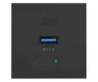 wyc.NOEN USBQ, port modułowy 45x45mm z ładowarką USB quick charge 3A/5V  2A/9V  1,5A/12V, czarny