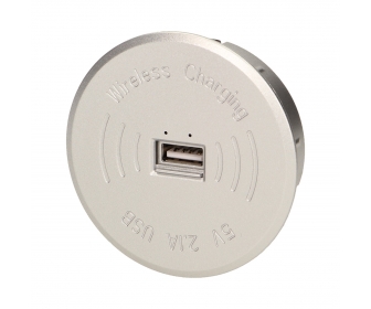 wyc.Bezprzewodowa ładowarka indukcyjna z dodatkowym portem USB, srebrna