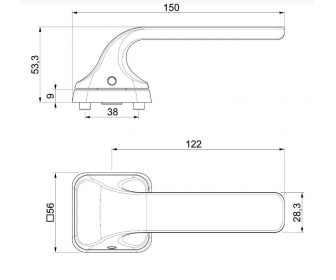 Klamka ELARA z szyldem kwadratowym, czarny mat