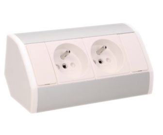 wyc.Przedłużacz biurkowy/ gniazdo meblowe 2x2P+Z, biało-srebrne