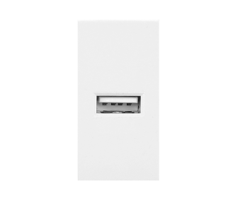 wyc.NOEN USB, port modułowy 22,5x45mm z ładowarką USB, 2,1A 5V DC, białe