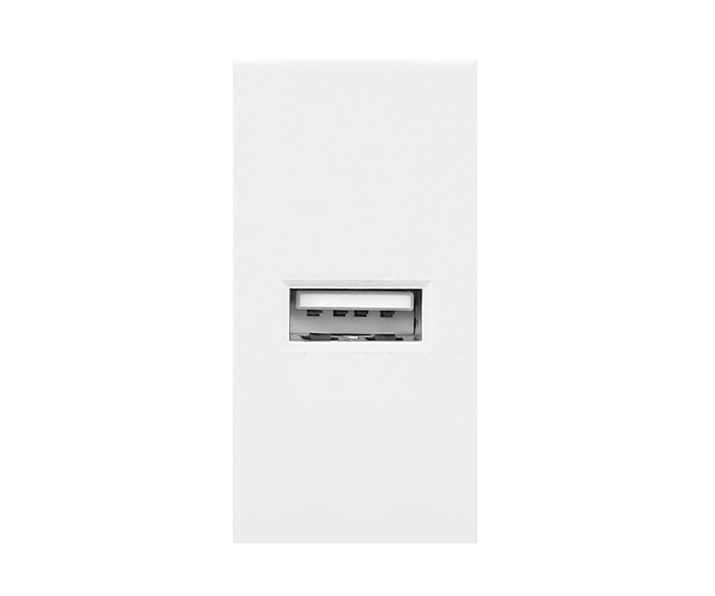 NOEN USB, port modułowy 22,5x45mm z ładowarką USB, 2,1A 5V DC, białe