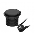 Przedłużacz biurkowy/ gniazdo meblowe Ø8cm wpuszczane w blat z ładowarką indukcyjną, ładowarką USB, przelotką kablową i przewod