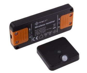 DELI 2 - bezprzewodowy zestaw PIR do szaf ze ściemniaczem, czarny