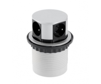 Przedłużacz biurkowy wpuszczany COMFORT 100mm, 4x gniazdo z uziemieniem, ALUMINIUM, kabel 1,5m