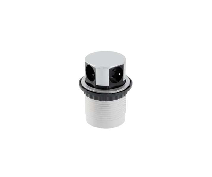 Przedłużacz biurkowy wpuszczany COMFORT 100mm, 4x gniazdo z uziemieniem, ALUMINIUM, kabel 1,5m