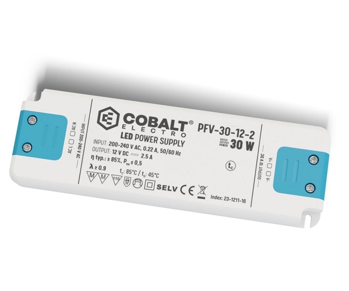 Zasilacz LED CobaltElectro PFV 12V 30W IP20
