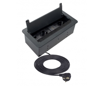 INBOX Przedłużacz biurkowy/ wpuszczane gniazdo meblowe 2xUSB, RJ45, HDMI, czarny, 2x gniazdo francuskie, przewód 1,5m