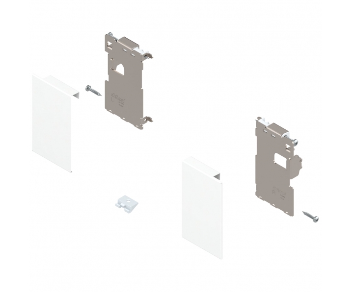 Mocowanie frontu LEGRABOX, wys. M, do szuflady wewnętrznej, lewe/prawe, jedwabiście biały mat
