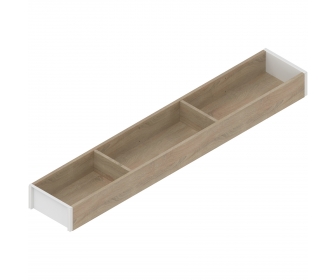 AMBIA-LINE  ramki do szuflady standardowej LEGRABOX, w opcji drewnopodobnej, dł. 600 mm, szerokość 100 mm, Dąb Bard./jedwab.bia