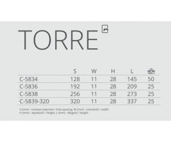 Uchwyt TORRE L-192 P61 czarny mat