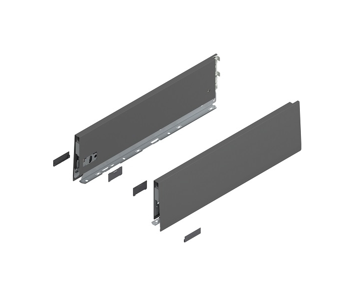 Bok MERIVOBOX, wysokość K (129 mm), dł. 450 mm, lewy/prawy+antracyt     mat*P/U: 1/5