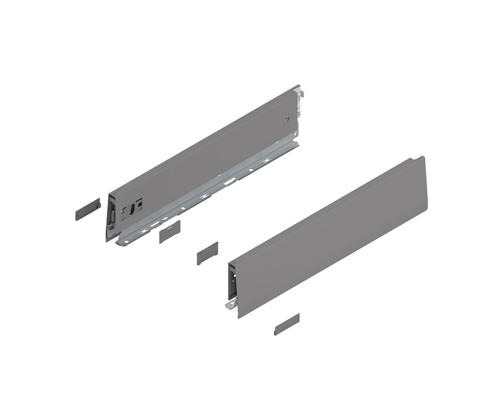 Bok MERIVOBOX, wysokość M (91 mm), dł. 400 mm, lewy/prawy+szary indium     mat*P/U: 1/5
