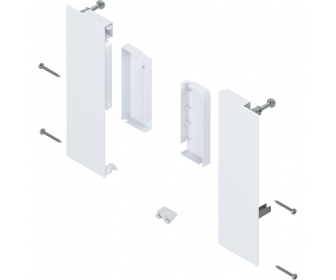 Mocowanie frontu MERIVOBOX, biały mat, do szuflady wew z relingiem poprzecznym, lewe/prawe