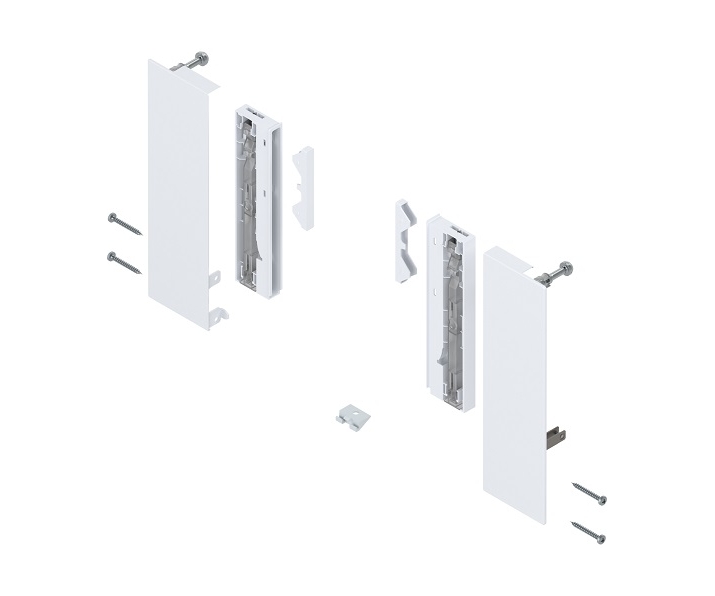 Mocowanie frontu MERIVOBOX , do szuflady wewnętrznej z elementami dekoracyjnymi, lewe/prawe, jedwabiście biały mat