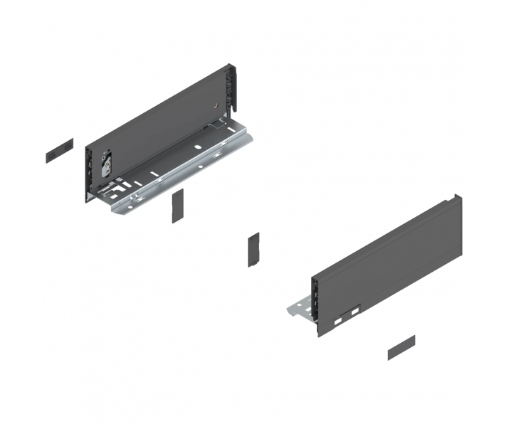 Bok szuflady LEGRABOX, wys. M (90,5 mm), dł. 270 mm, lewy/prawy, antracyt mat